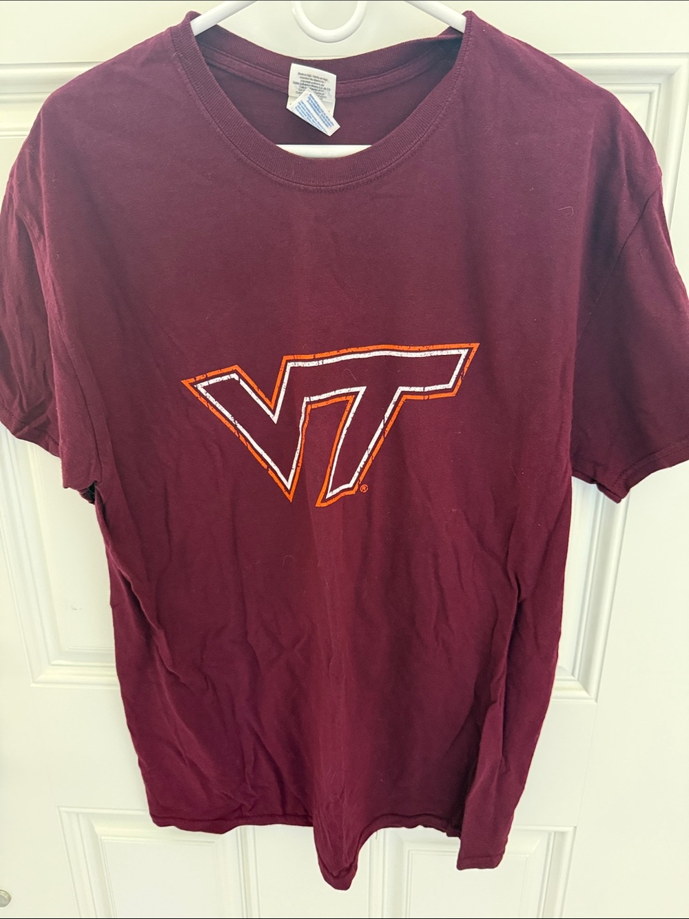 Gildan Maroon Short-Sleeve Tee with Orange & White VT Emblem